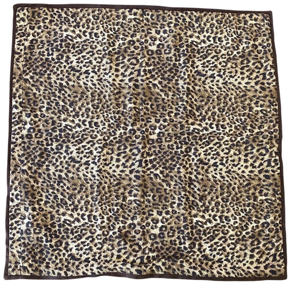 Pottery Barn Leopard Print Pillow Case Cover 24x24 Linen Cotton Blend Corduroy